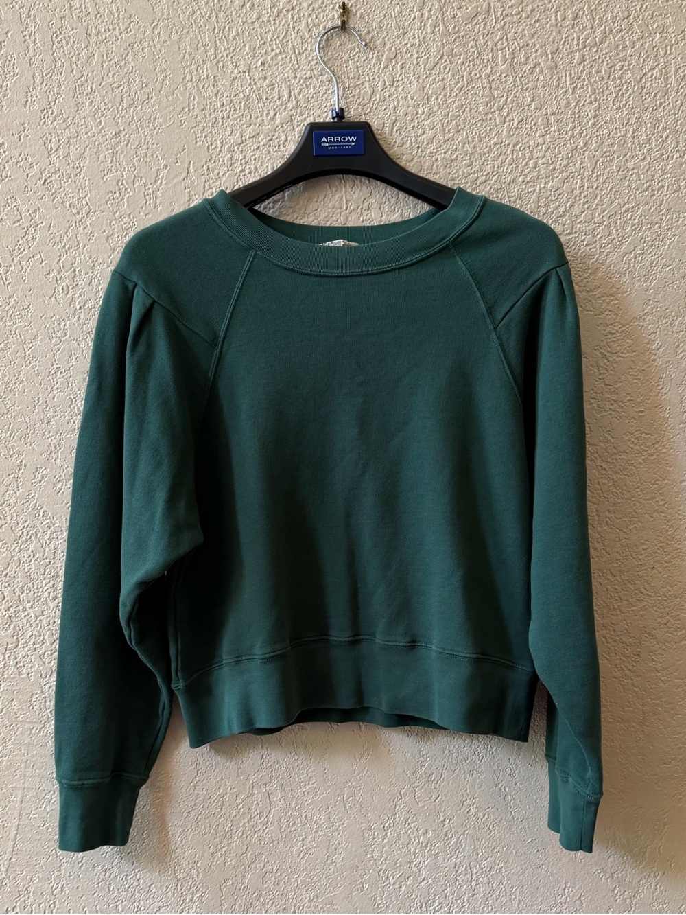 ETICA Jael Pleat Sleeve Sweatshirt Sz L Forest Green Organic Cotton